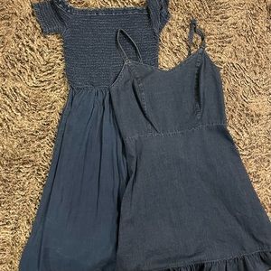 Old, navy, jean dress, bundle, XS and SM, worn once, cute for spring break.